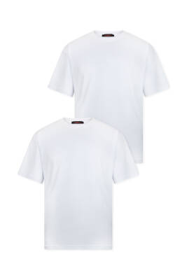 2li Oversize Basic T-Shirt - Gri - Lacivert - 4