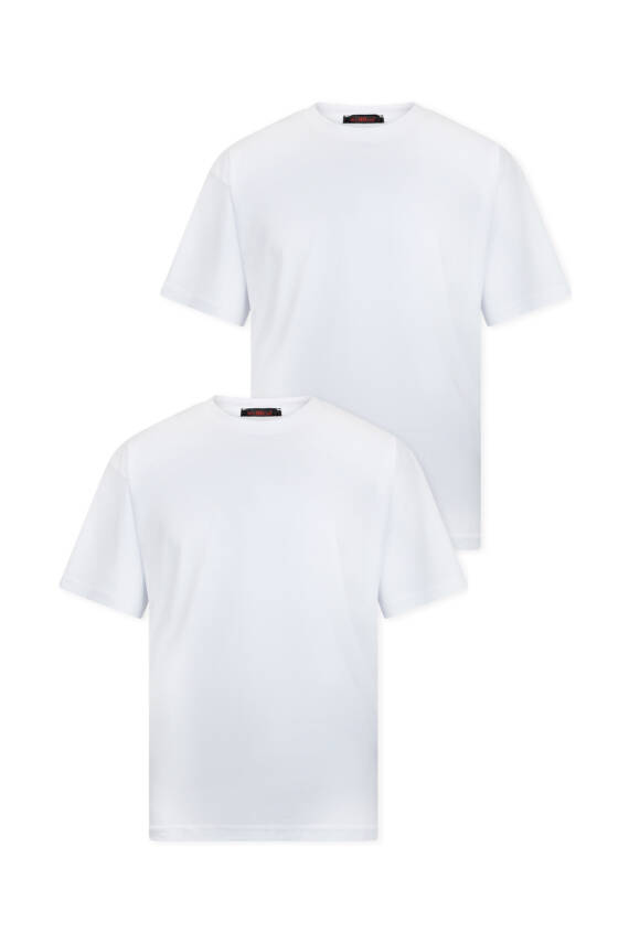 2li Oversize Basic T-Shirt - Gri - Lacivert - 4