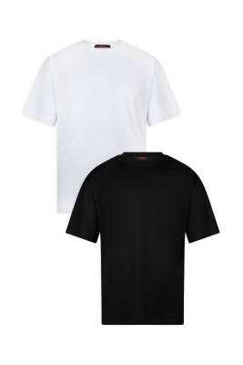 2li Oversize Basic T-Shirt - Gri - Lacivert - 3