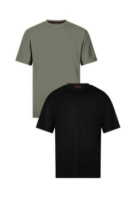 2li Oversize Basic T-Shirt - Gri - Lacivert - 2
