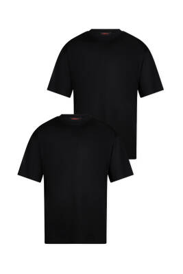 2li Oversize Basic T-Shirt - Gri - Lacivert - WERRONİ