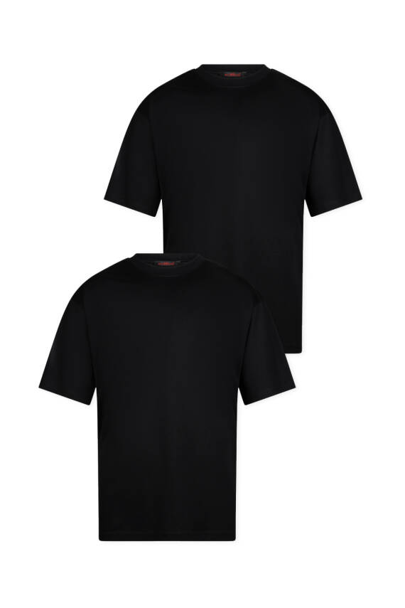 2li Oversize Basic T-Shirt - Gri - Lacivert - 1