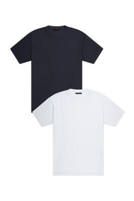 2li Slim Basic T-Shirt - Gri - Beyaz - 7