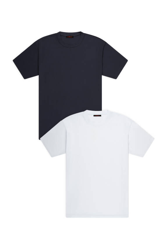 2li Slim Basic T-Shirt - Gri - Beyaz - 7