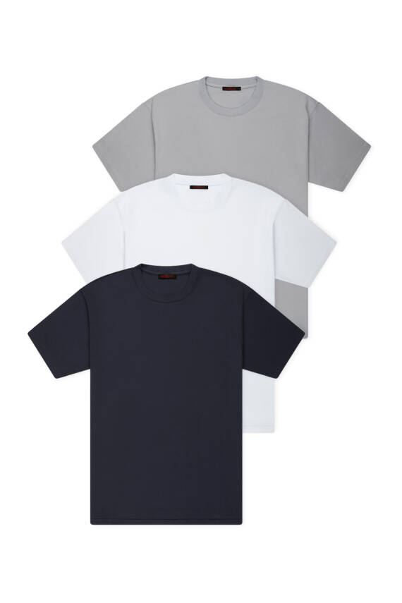 3lü Set Slim Basic T-Shirt, Siyah -Siyah - Siyah - 9
