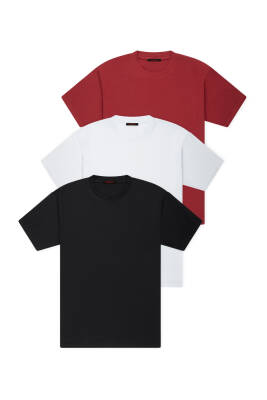 3lü Set Slim Basic T-Shirt, Siyah -Siyah - Siyah - 8
