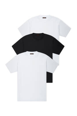 3lü Set Slim Basic T-Shirt, Siyah -Siyah - Siyah - 4
