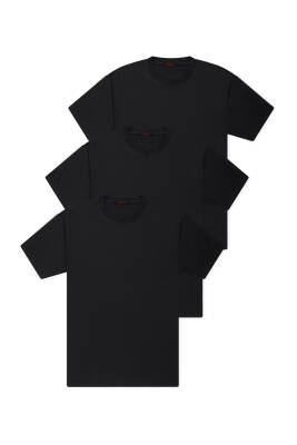 3lü Set Slim Basic T-Shirt, Siyah -Siyah - Siyah - 2