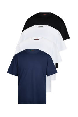 4lü Oversize Massimo Kalın Tok Basic - Beyaz - Beyaz -Siyah - Lacivert - 8