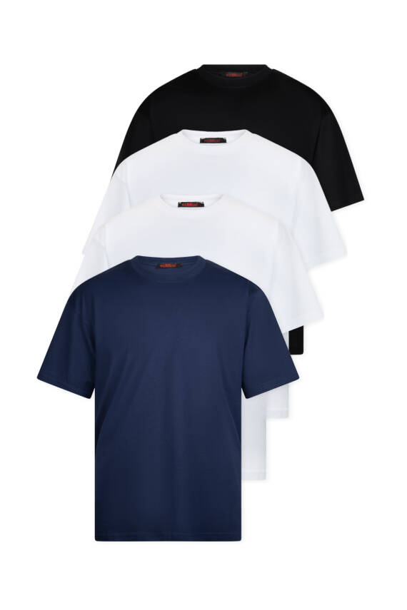 4lü Oversize Massimo Kalın Tok Basic - Beyaz - Beyaz -Siyah - Lacivert - 7