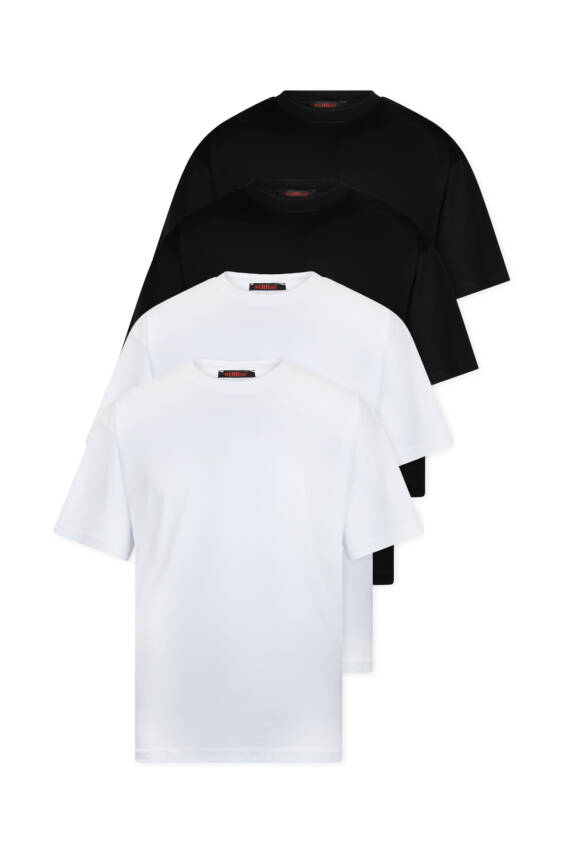 4lü Oversize Massimo Kalın Tok Basic - Beyaz - Beyaz -Siyah - Lacivert - 1