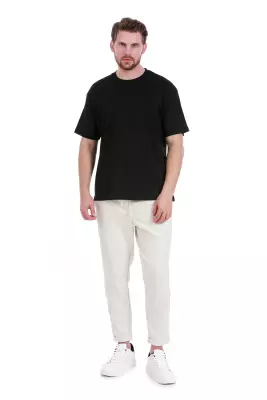 Baskısız Double Face Kalın Siyah Tshirt - 3