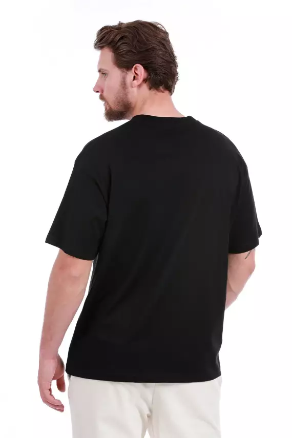 Baskısız Double Face Kalın Siyah Tshirt - 2