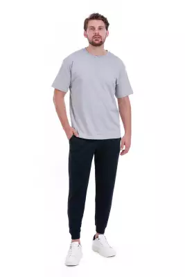 Baskısız Double Face Kalın Siyah Tshirt - 9