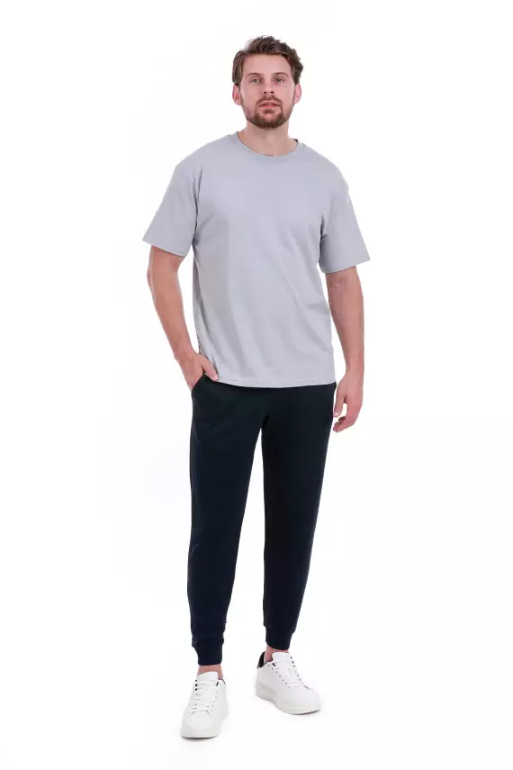 Baskısız Double Face Kalın Siyah Tshirt - 9