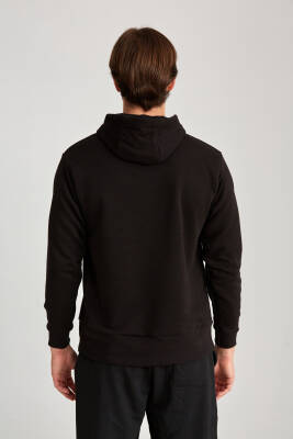 Erkek Oversize Baskılı Hoodie Siyah - 12