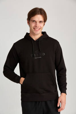 Erkek Oversize Baskılı Hoodie Siyah - 11