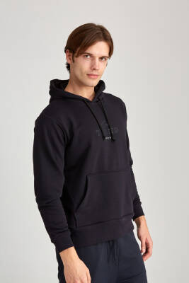 Erkek Oversize Baskılı Hoodie Siyah - 7