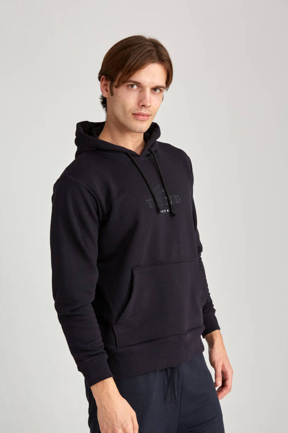 Erkek Oversize Baskılı Hoodie Siyah - 7