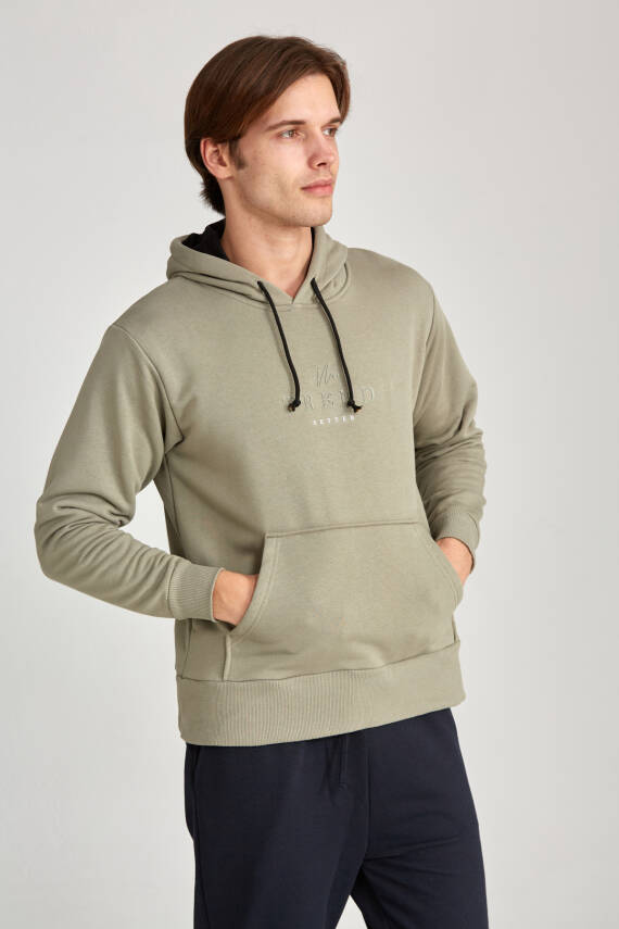 Erkek Oversize Baskılı Hoodie Siyah - 5