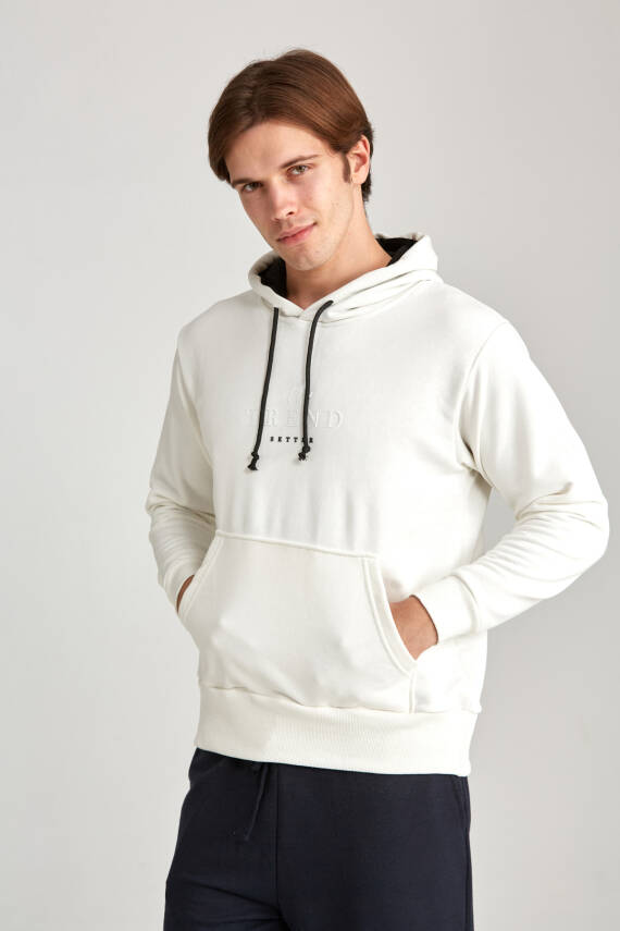 Erkek Oversize Baskılı Hoodie Siyah - 1