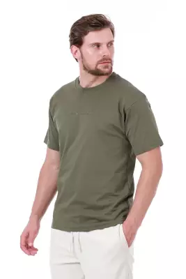 Erkek Oversize Baskılı Siyah T-shirt - 1