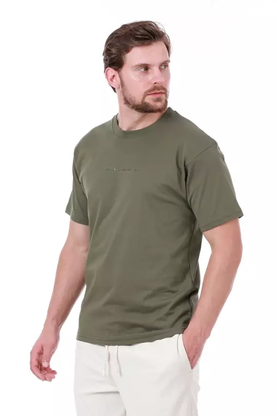 Erkek Oversize Baskılı Siyah T-shirt - 1