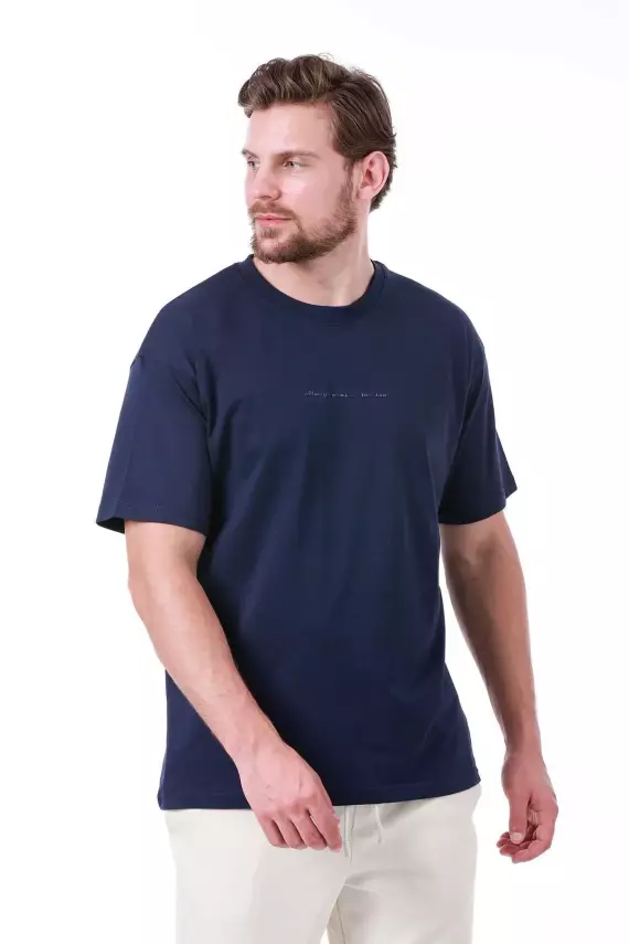 Erkek Oversize Baskılı Siyah T-shirt - 6