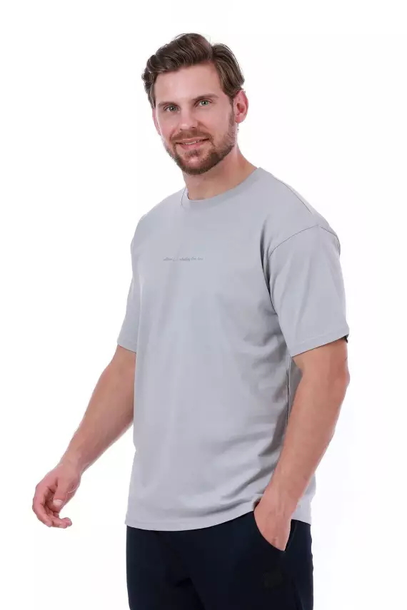 Erkek Oversize Baskılı Siyah T-shirt - 10