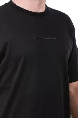 Erkek Oversize Baskılı Siyah T-shirt - 17