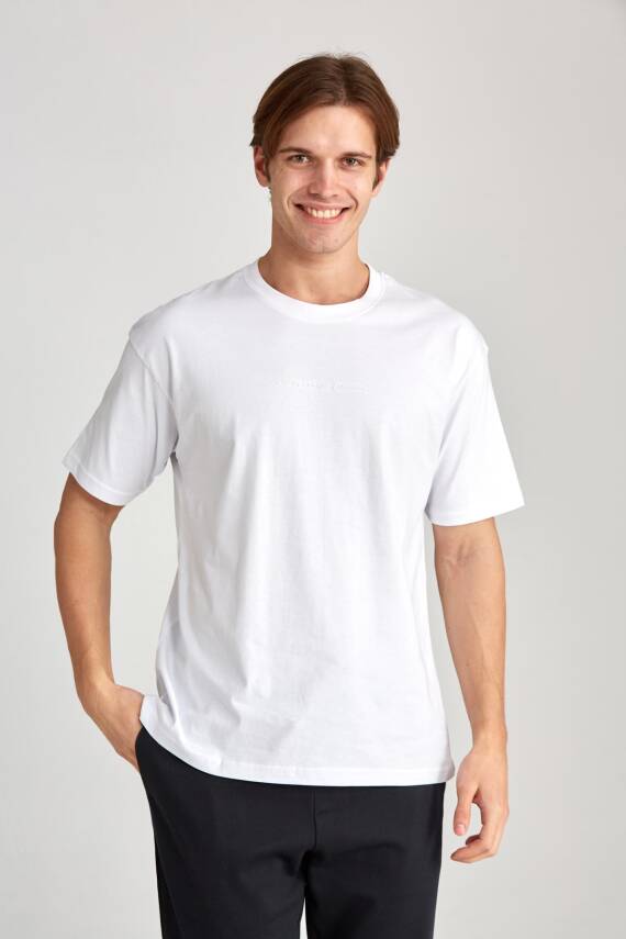 Erkek Oversize Baskılı Siyah T-shirt - 20