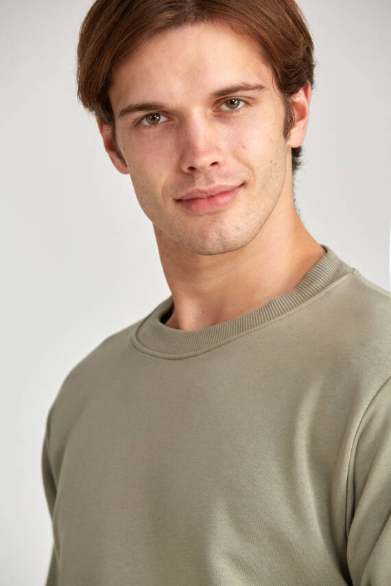 Erkek Oversize Baskısız Sweatshirt Haki - 7