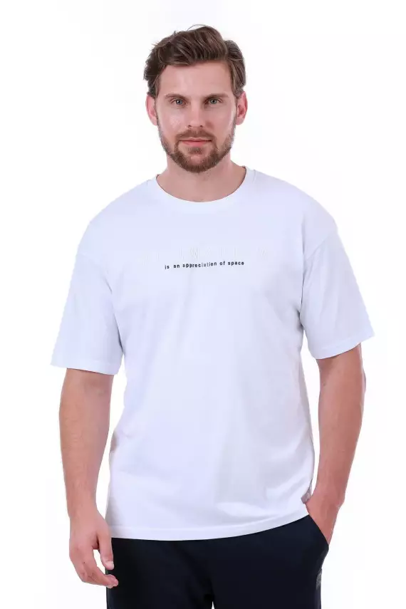 Erkek Oversize Beyaz T-Shirt - 18