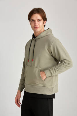 Erkek Oversize Hoodie Haki - 7