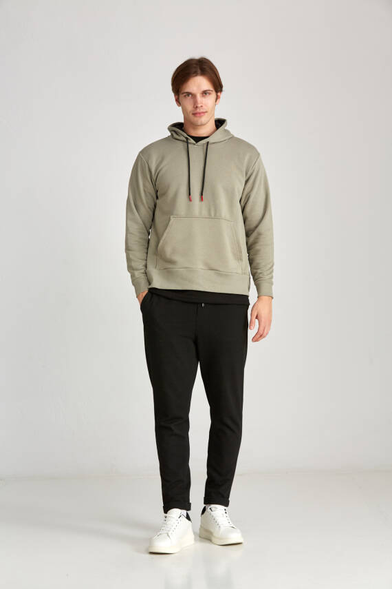 Erkek Oversize Hoodie Haki - 8
