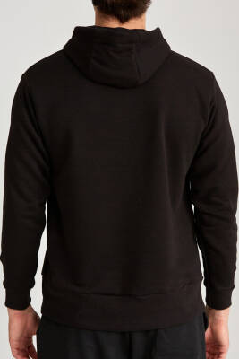 Erkek Regular Baskılı Hoodie Siyah - 12