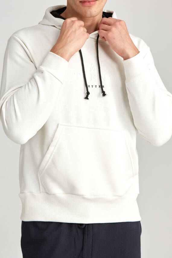 Erkek Regular Baskılı Hoodie Siyah - 8