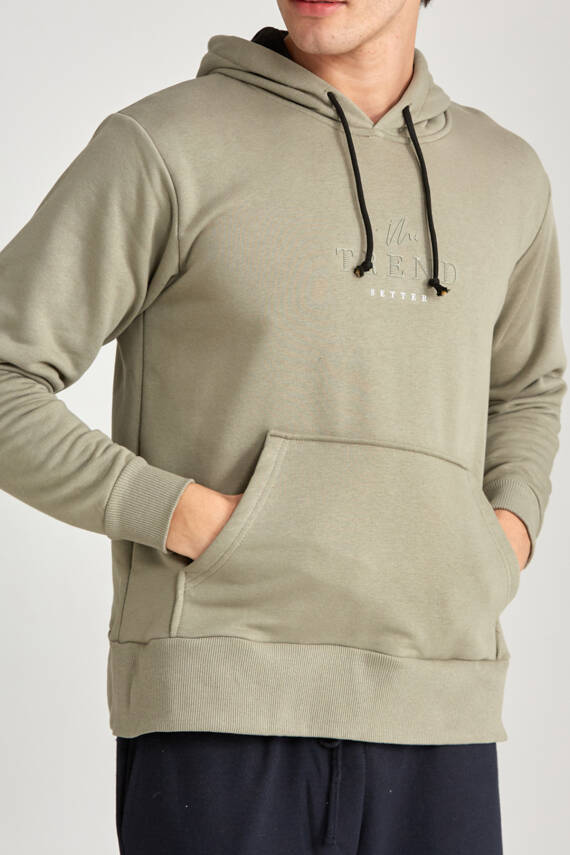 Erkek Regular Baskılı Hoodie Siyah - 4