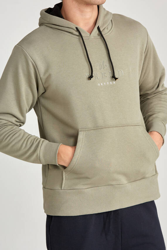 Erkek Regular Baskılı Hoodie Siyah - 5