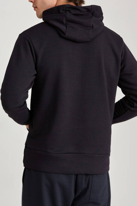 Erkek Regular Baskılı Hoodie Siyah - 3