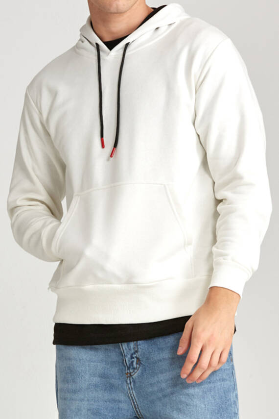 Erkek Regular Hoodie Beyaz - 8