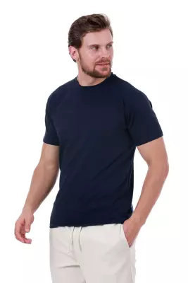 Erkek Slim Fit Lacivert T-Shirt - 19