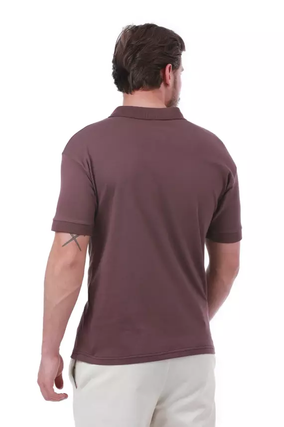 Erkek Slim Fit Polo Yaka Göğüs Baskı Detaylı Yeşil Renk T-Shirt - 4