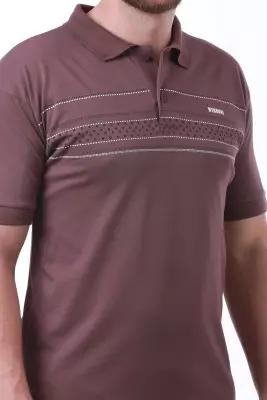 Erkek Slim Fit Polo Yaka Göğüs Baskı Detaylı Yeşil Renk T-Shirt - 3