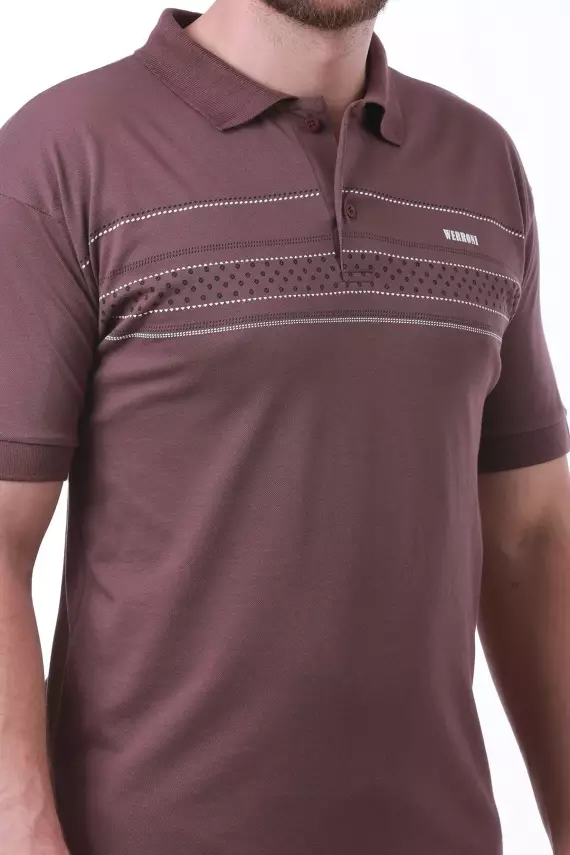 Erkek Slim Fit Polo Yaka Göğüs Baskı Detaylı Yeşil Renk T-Shirt - 3