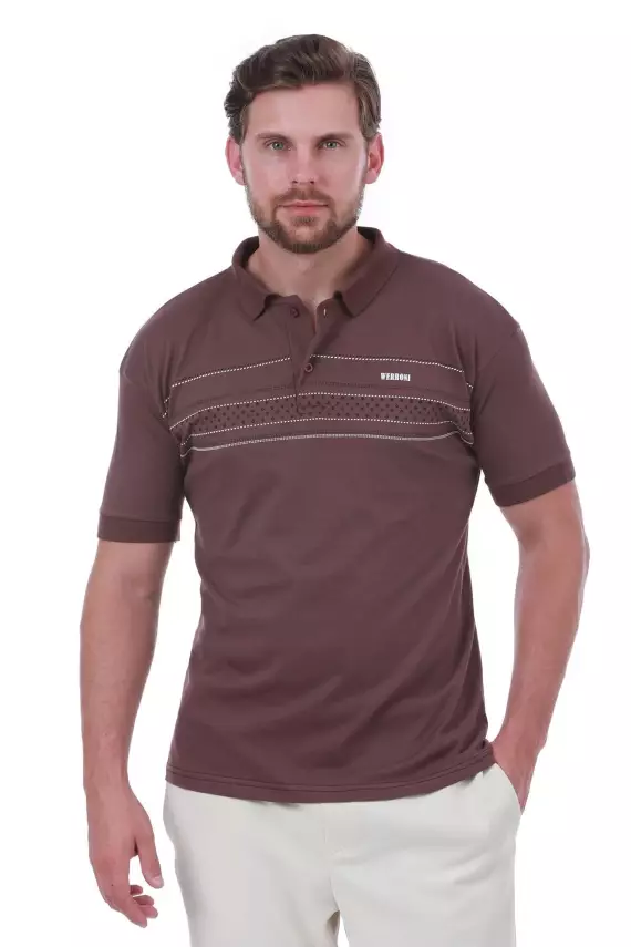 Erkek Slim Fit Polo Yaka Göğüs Baskı Detaylı Yeşil Renk T-Shirt - 2