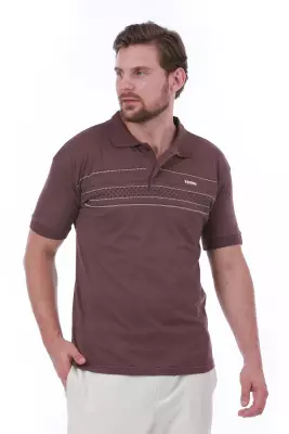 Erkek Slim Fit Polo Yaka Göğüs Baskı Detaylı Yeşil Renk T-Shirt - 1
