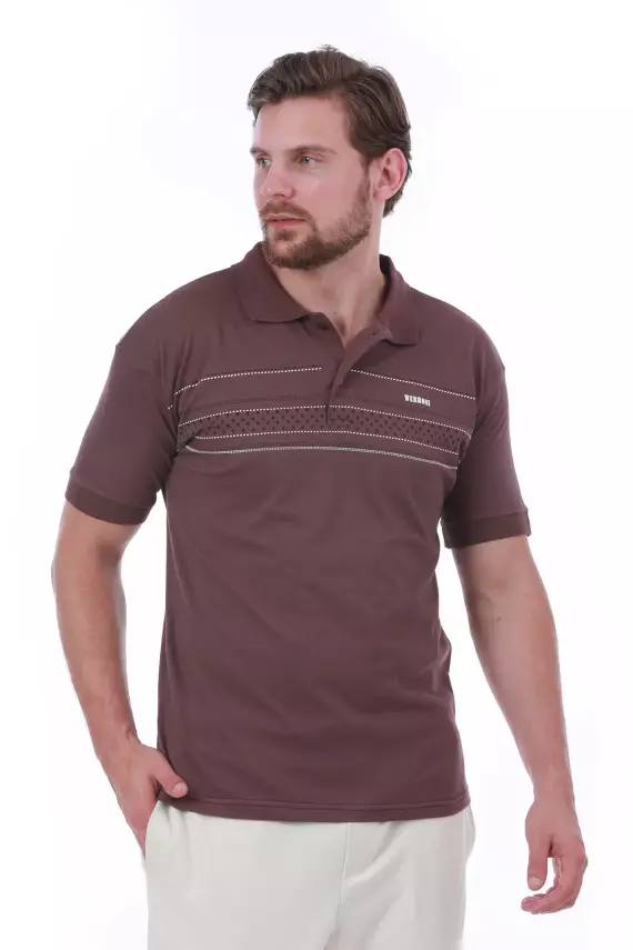 Erkek Slim Fit Polo Yaka Göğüs Baskı Detaylı Yeşil Renk T-Shirt - 1