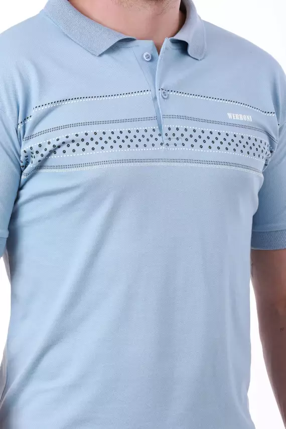 Erkek Slim Fit Polo Yaka Göğüs Baskı Detaylı Yeşil Renk T-Shirt - 8