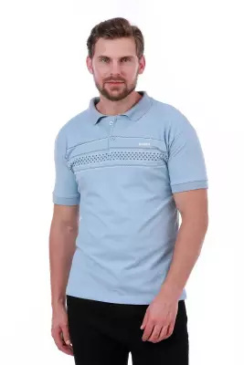 Erkek Slim Fit Polo Yaka Göğüs Baskı Detaylı Yeşil Renk T-Shirt - 7
